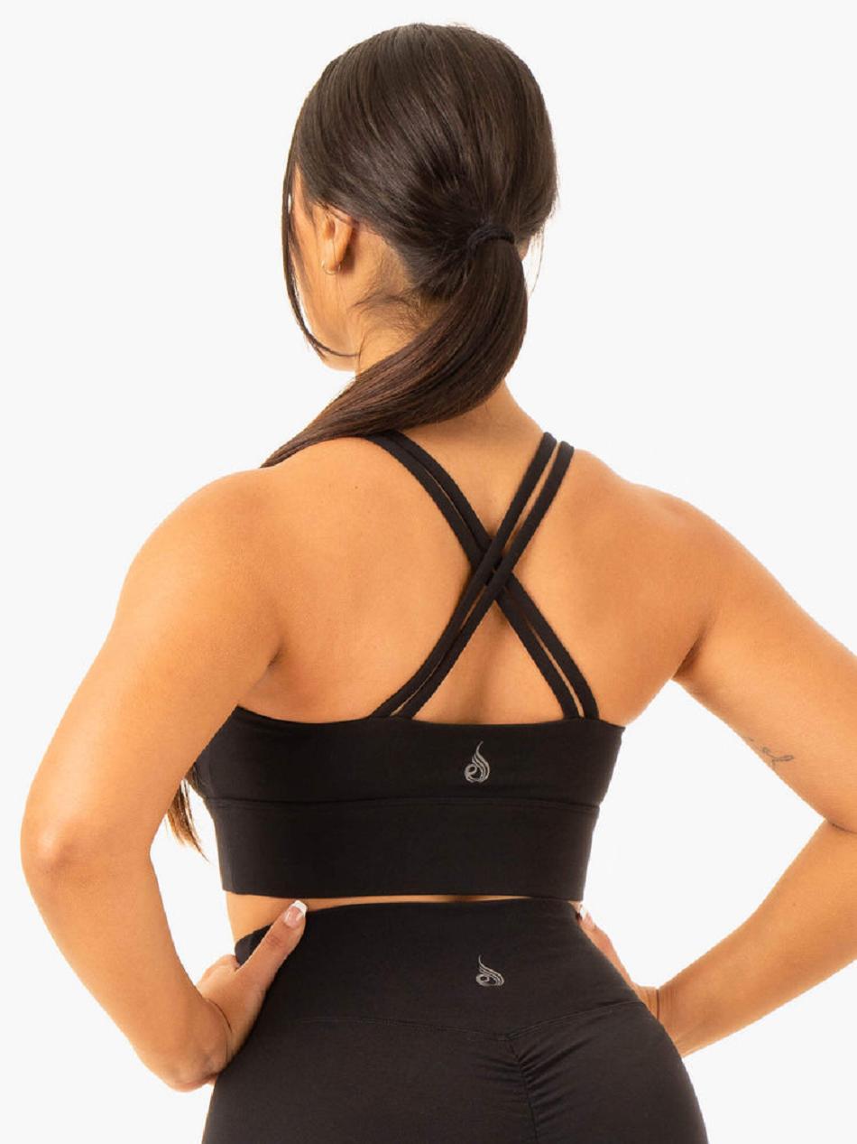 Black Women's Ryderwear Flow Square Neck Sports Bras | A2X62027