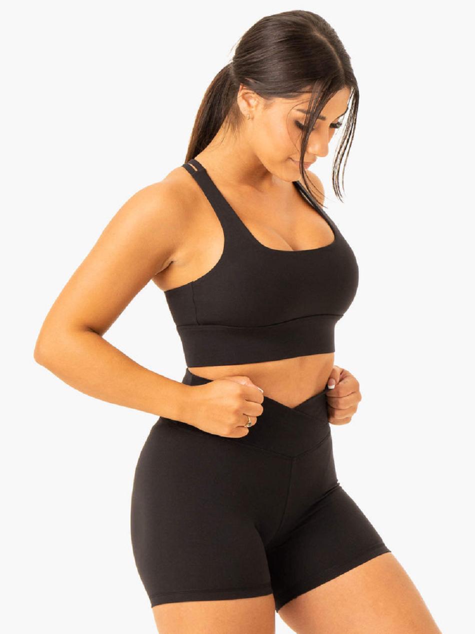 Black Women's Ryderwear Flow Square Neck Sports Bras | A2X62027