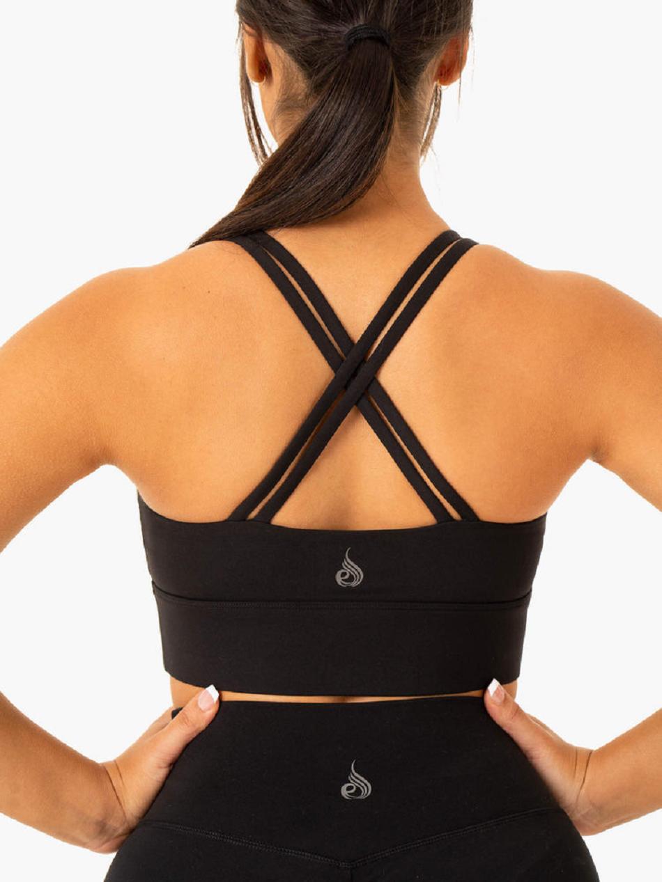 Black Women's Ryderwear Flow Square Neck Sports Bras | A2X62027