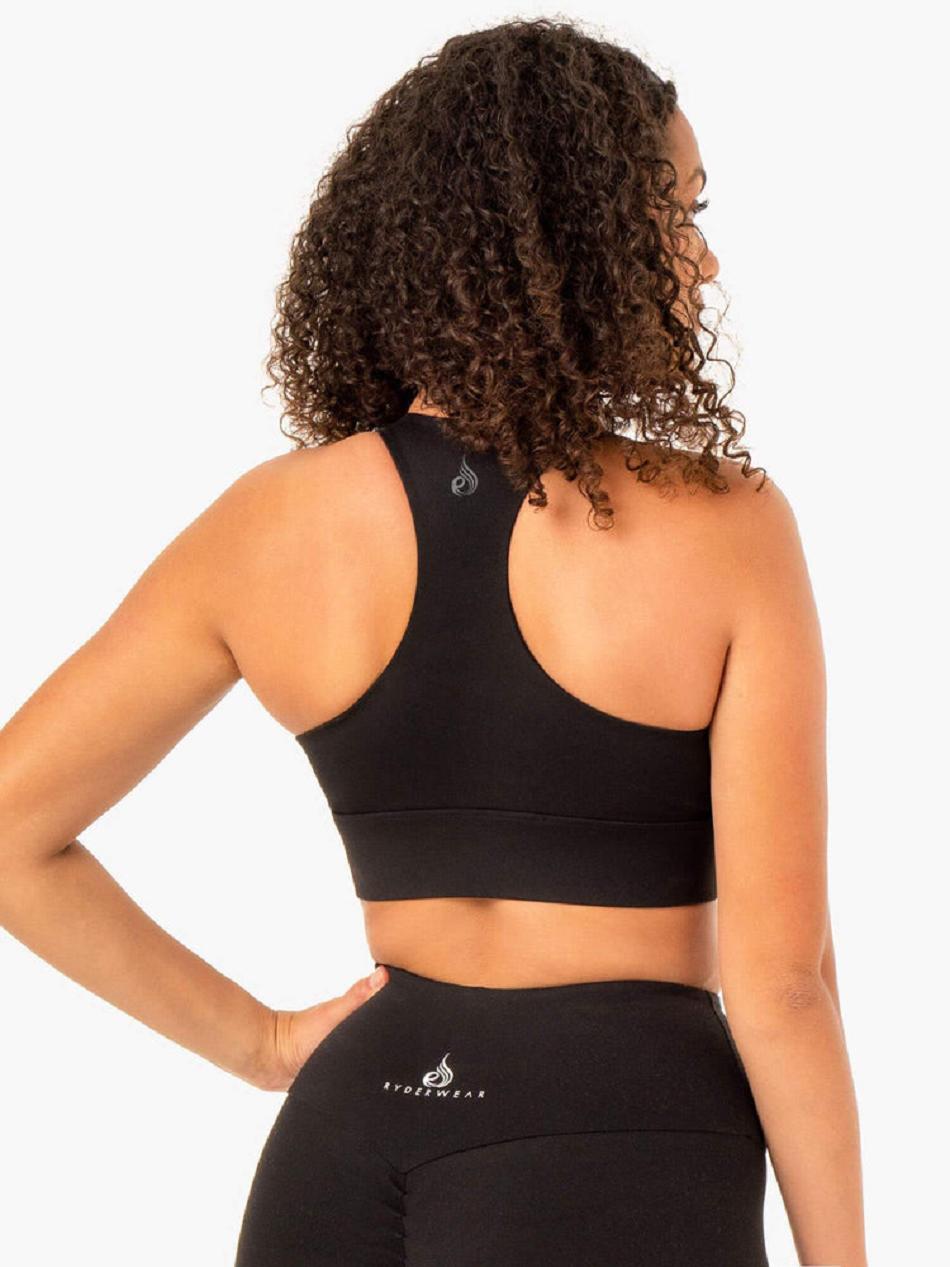 Black Women's Ryderwear Focus Contour Sports Bras | 149F38184