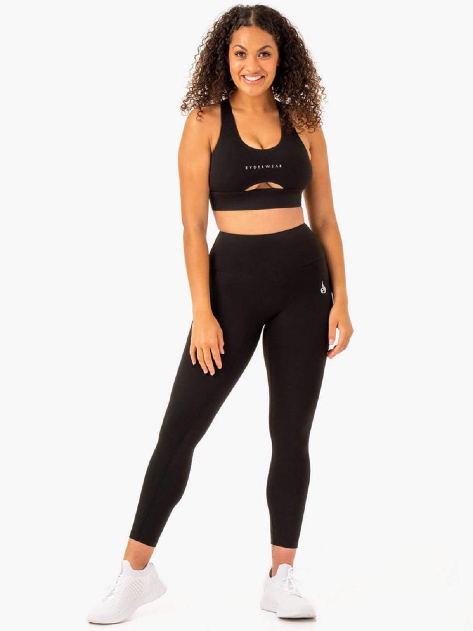 Black Women's Ryderwear Focus Contour Sports Bras | 149F38184