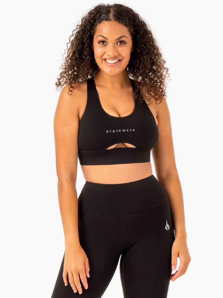 Black Women\'s Ryderwear Focus Contour Sports Bras | 149F38184