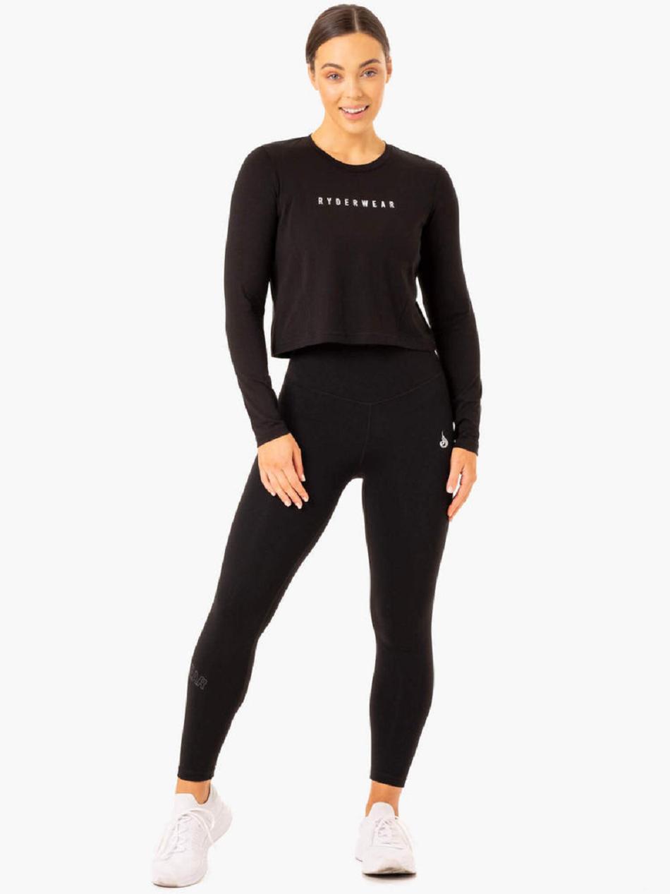 Black Women's Ryderwear Foundation Long Sleeve Top Top | 65HF98548