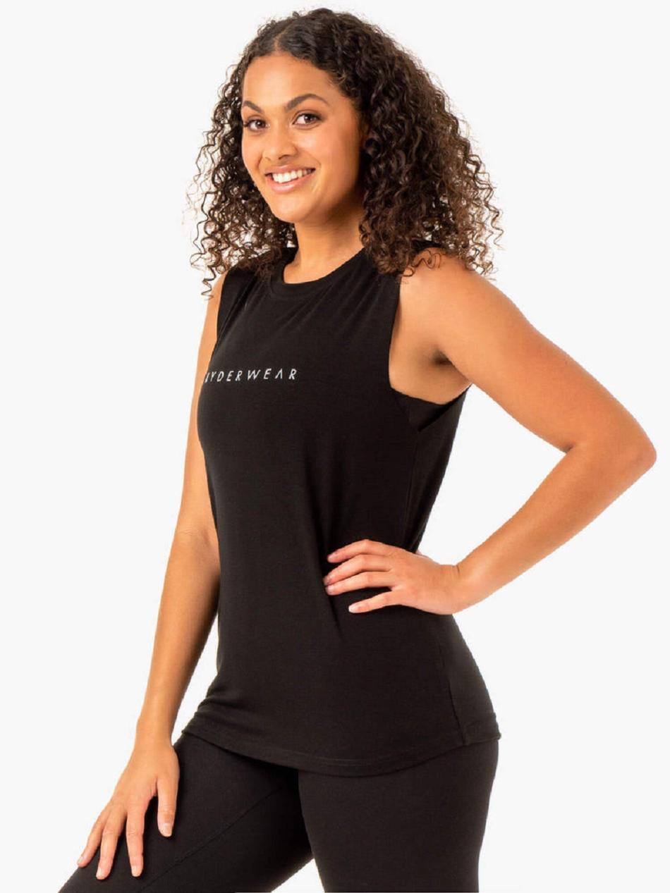 Black Women's Ryderwear Foundation Muscle Tank Top | 65JF18448