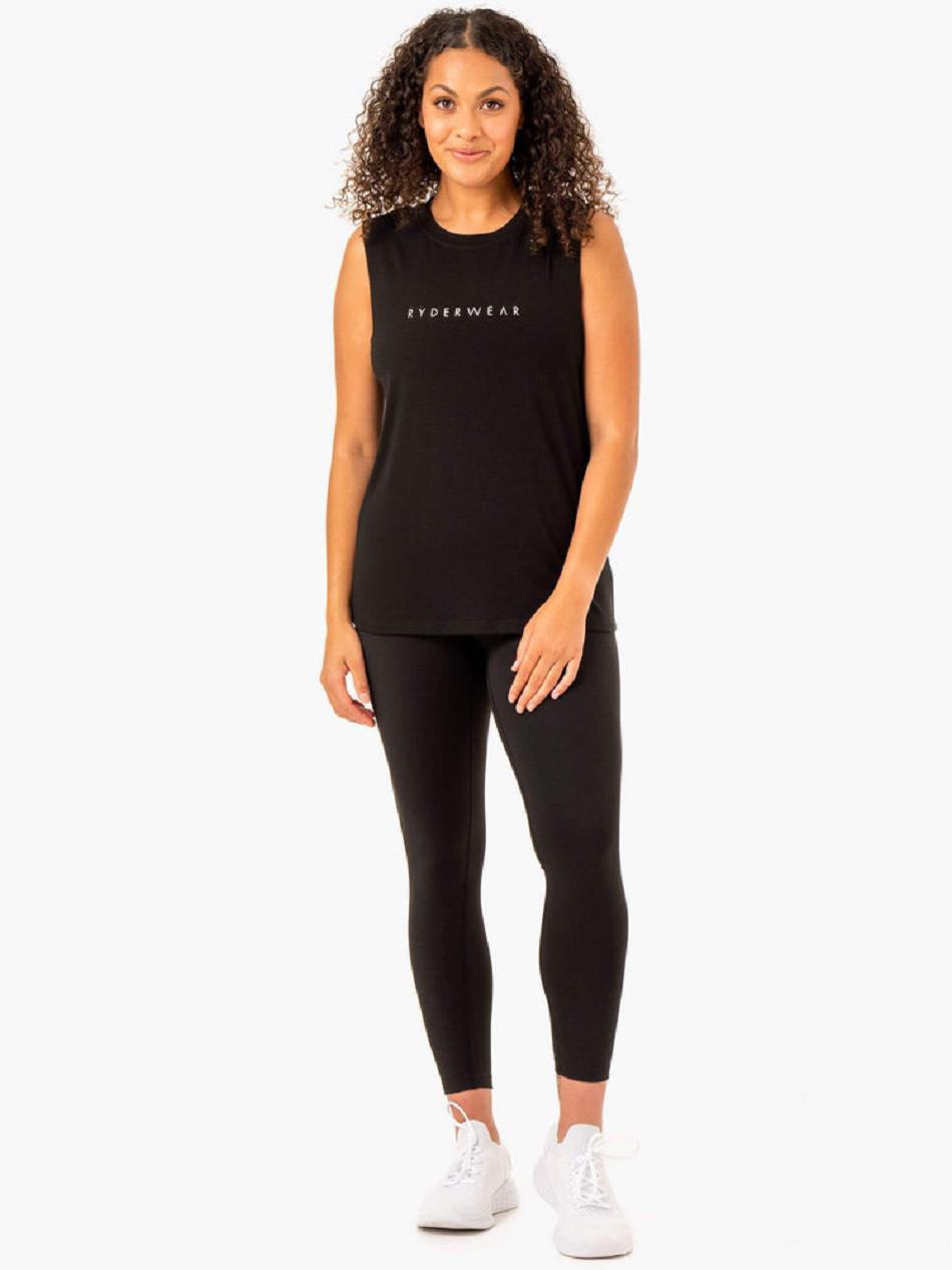 Black Women's Ryderwear Foundation Muscle Tank Top | 65JF18448