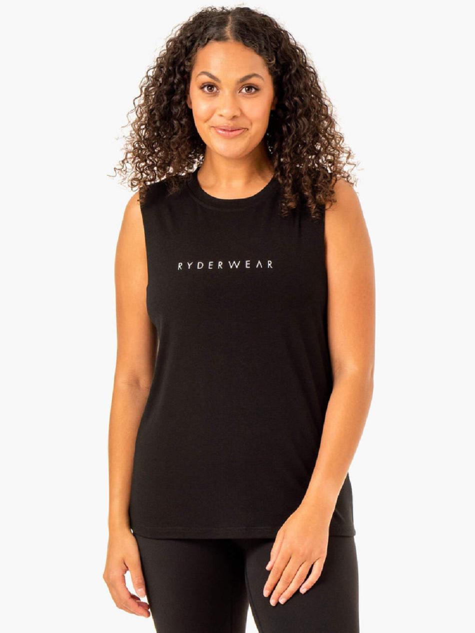 Black Women\'s Ryderwear Foundation Muscle Tank Top | 65JF18448