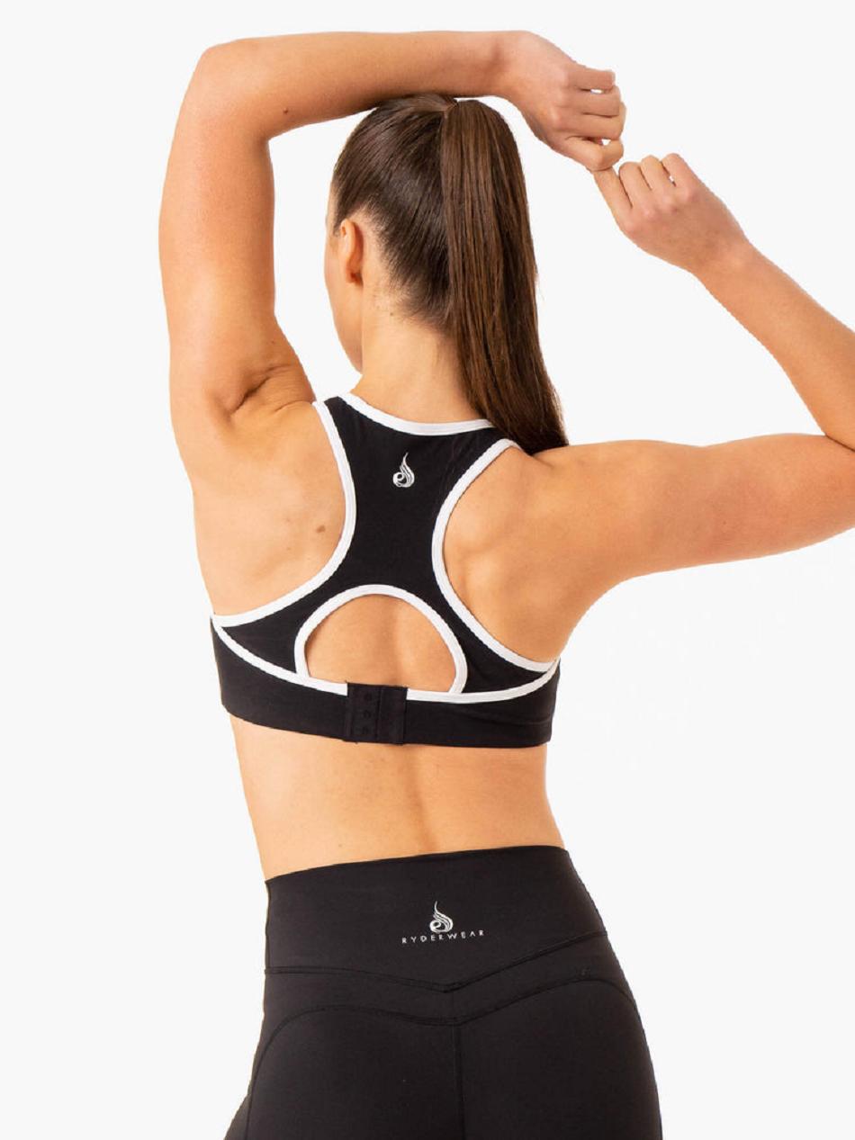 Black Women's Ryderwear Frequency High Impact Sports Bras | RFD20777