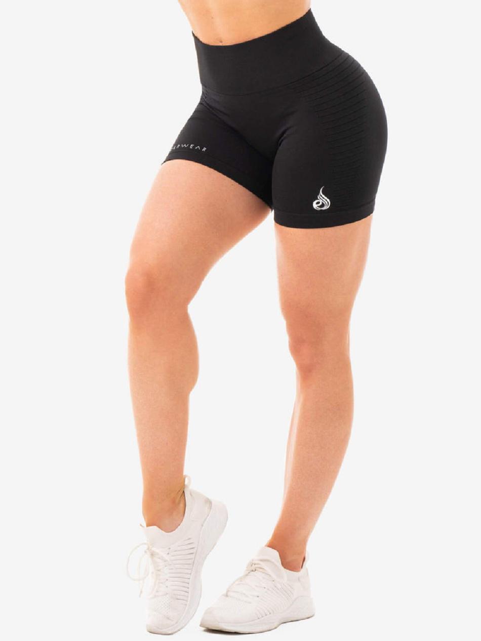 Black Women\'s Ryderwear Geo High Waisted Shorts Seamless | MT4492528