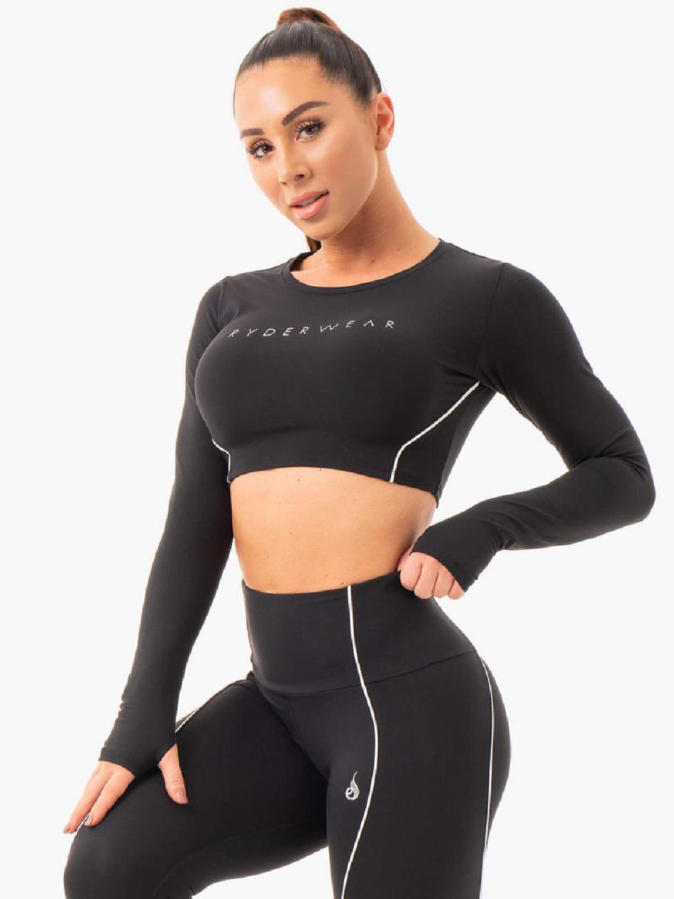 Black Women's Ryderwear Glow Long Sleeve Top Top | FG5770821