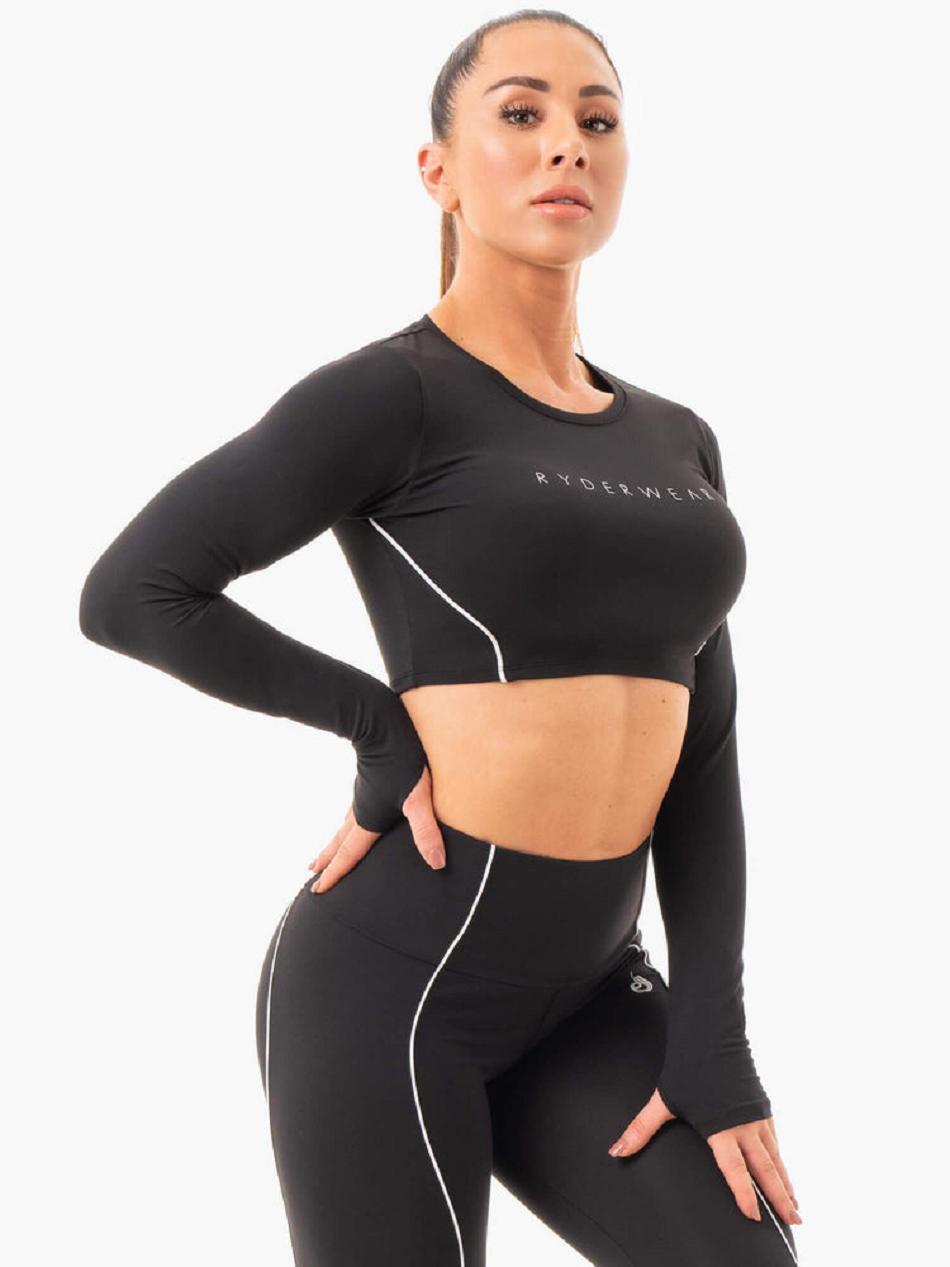 Black Women's Ryderwear Glow Long Sleeve Top Top | FG5770821