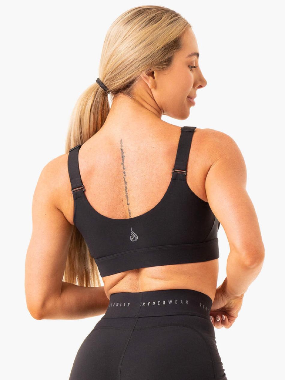 Black Women's Ryderwear Heighten High Impact Sports Bras | 147F31519