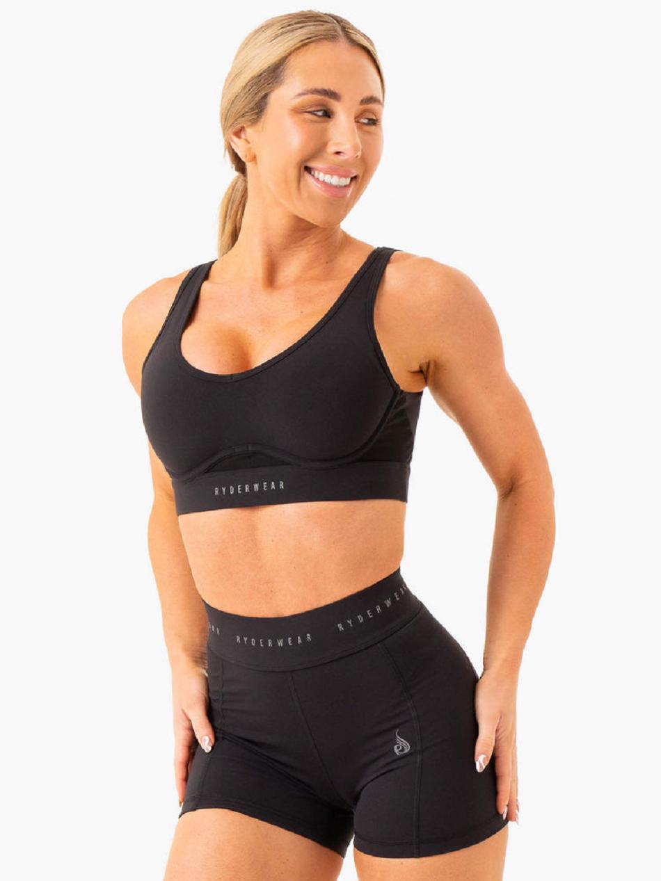 Black Women's Ryderwear Heighten High Impact Sports Bras | 147F31519