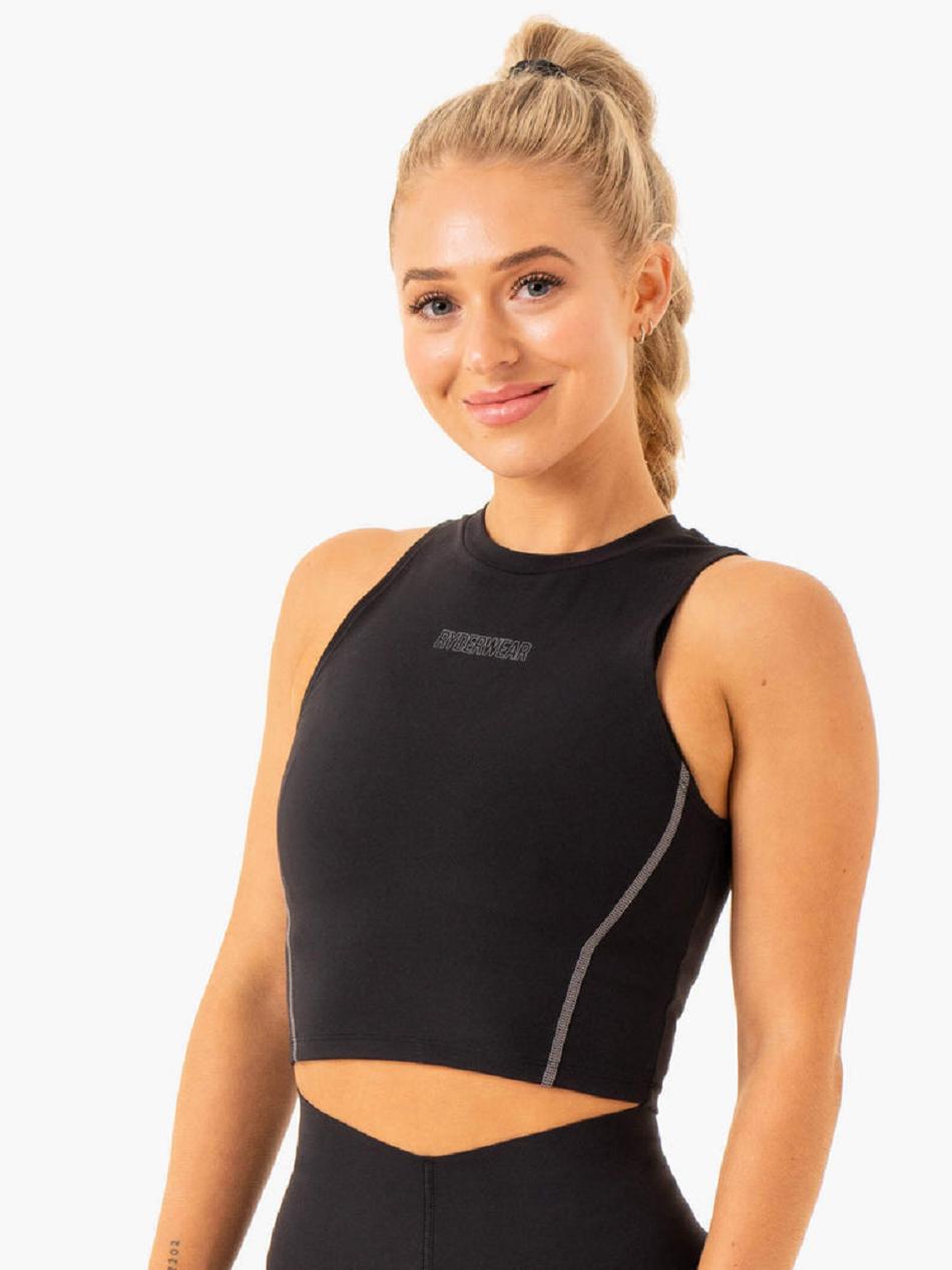 Black Women's Ryderwear Highlight Compression Tank Top | 117Y31832