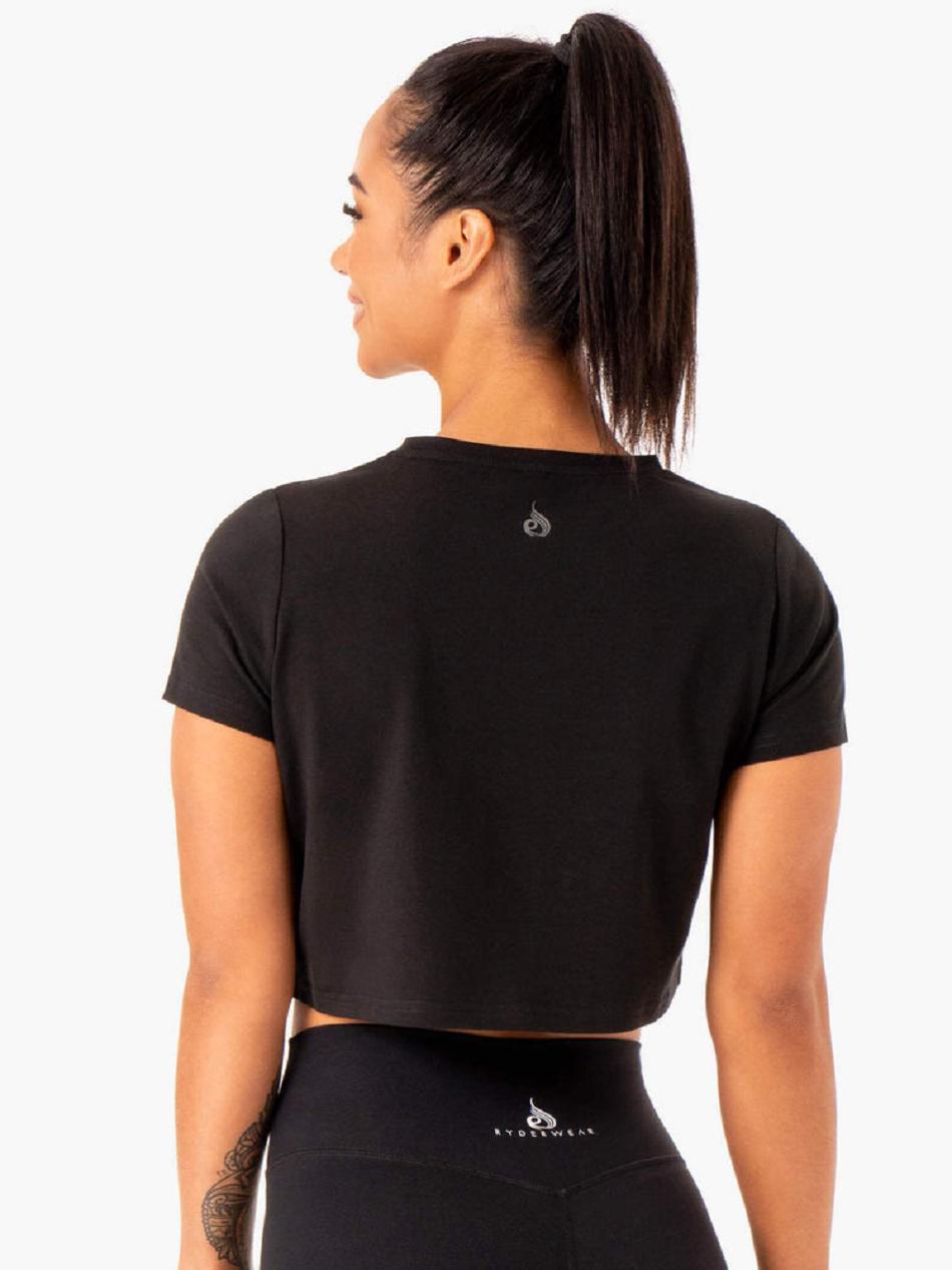 Black Women's Ryderwear Hybrid Mesh T-shirt | XG7139780