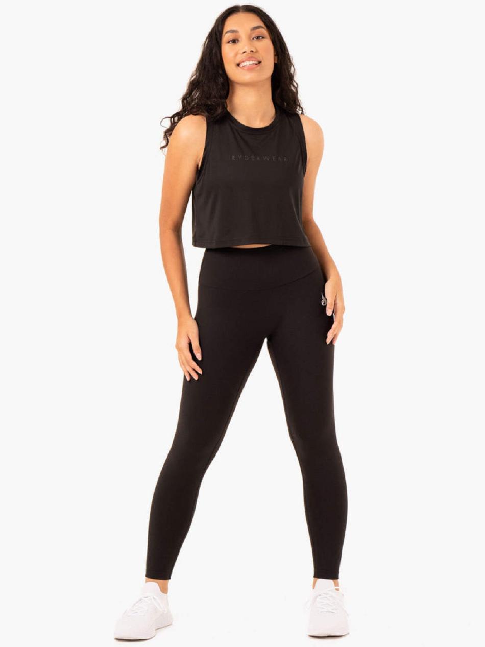 Black Women's Ryderwear Hybrid Muscle Tank Top | 112Y89507