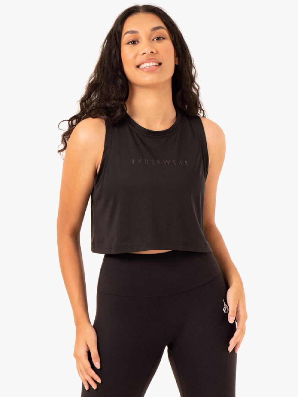 Black Women\'s Ryderwear Hybrid Muscle Tank Top | 112Y89507