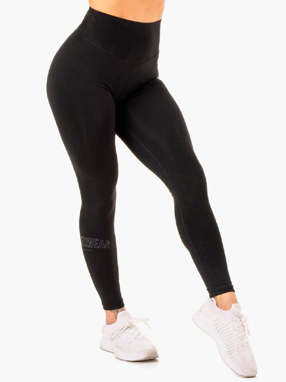 Black Women's Ryderwear Knockout High Waisted Leggings Scrunch Bum | 93T77990