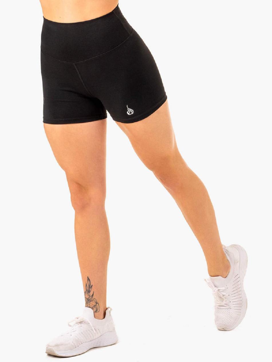 Black Women's Ryderwear Knockout High Waisted Scrunch Mid Length Shorts | RFD75534