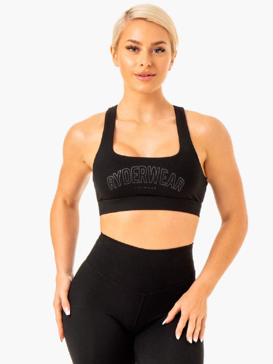 Black Women\'s Ryderwear Knockout Racer Back Sports Bras | 94S71361