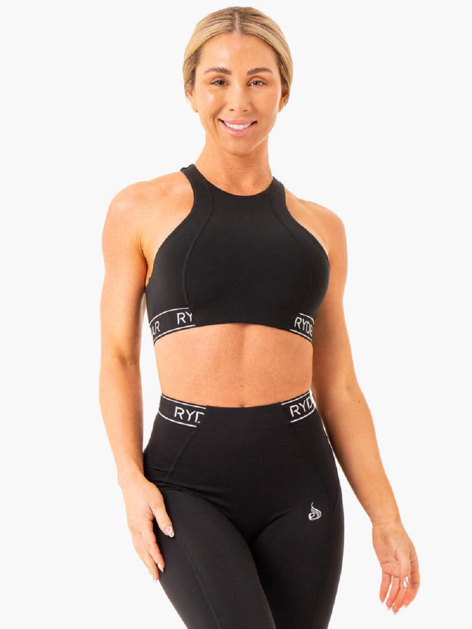 Black Women's Ryderwear Level Up High Impact Sports Bras | 58KR59018