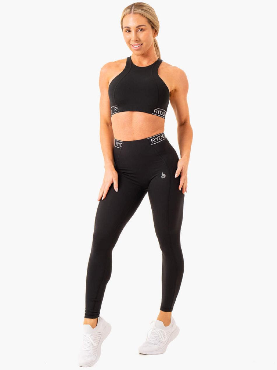 Black Women's Ryderwear Level Up High Impact Sports Bras | 58KR59018