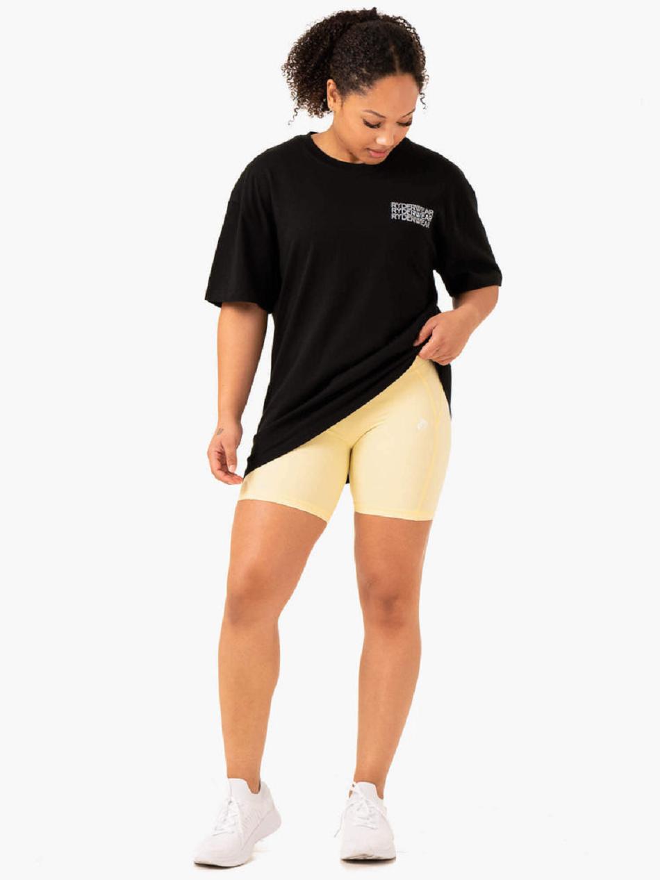 Black Women's Ryderwear Level Up Oversized T-Shirt Top | 5G6343357