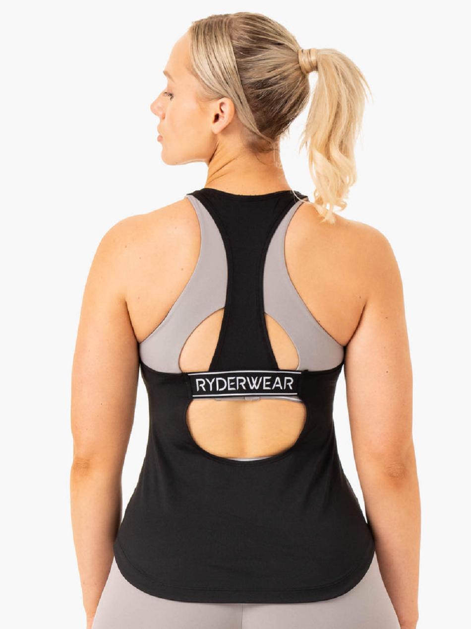 Black Women's Ryderwear Level Up Training Tanks | 68EW95326