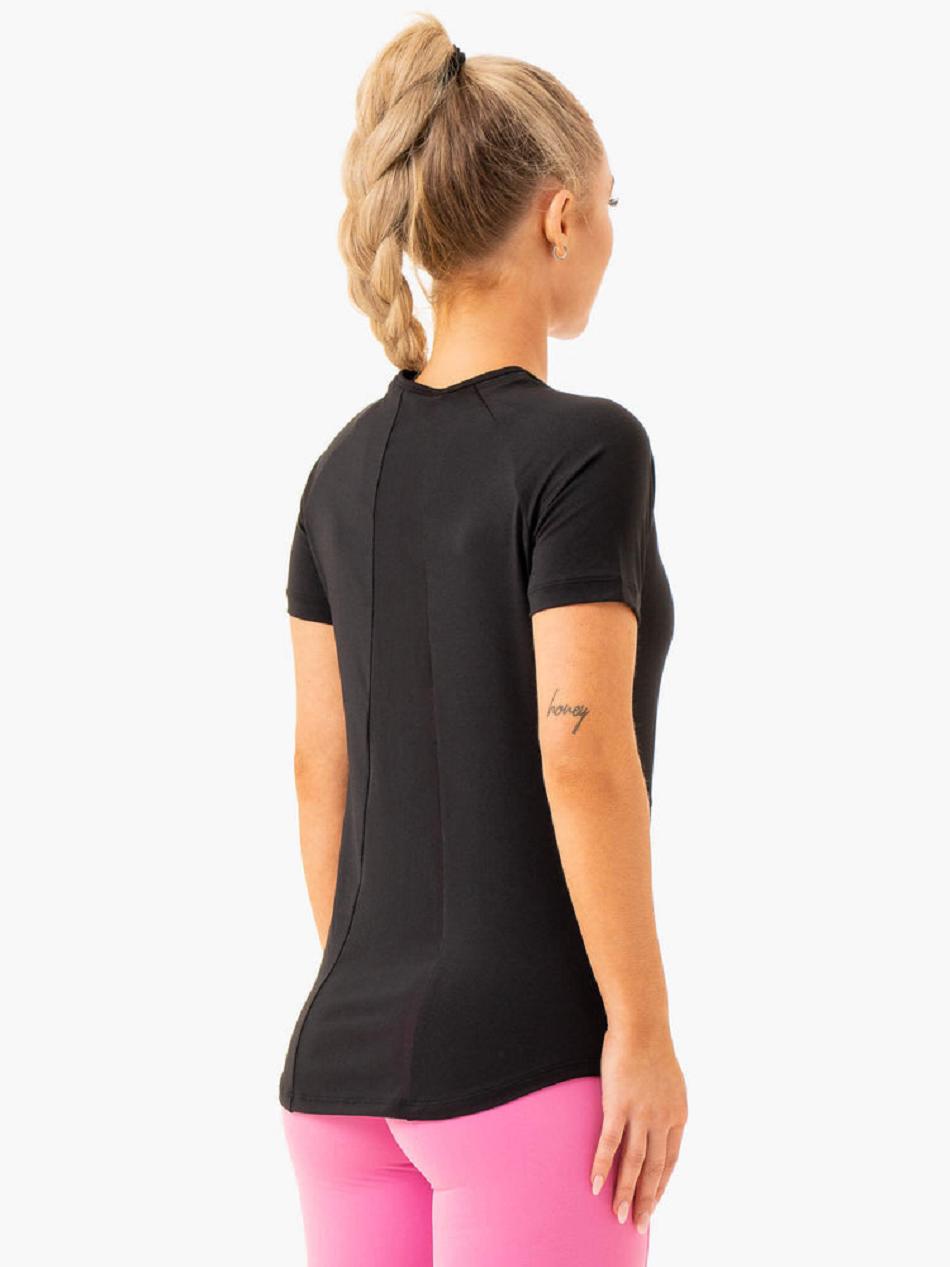 Black Women's Ryderwear Level Up Training T-Shirt Top | GB6323129