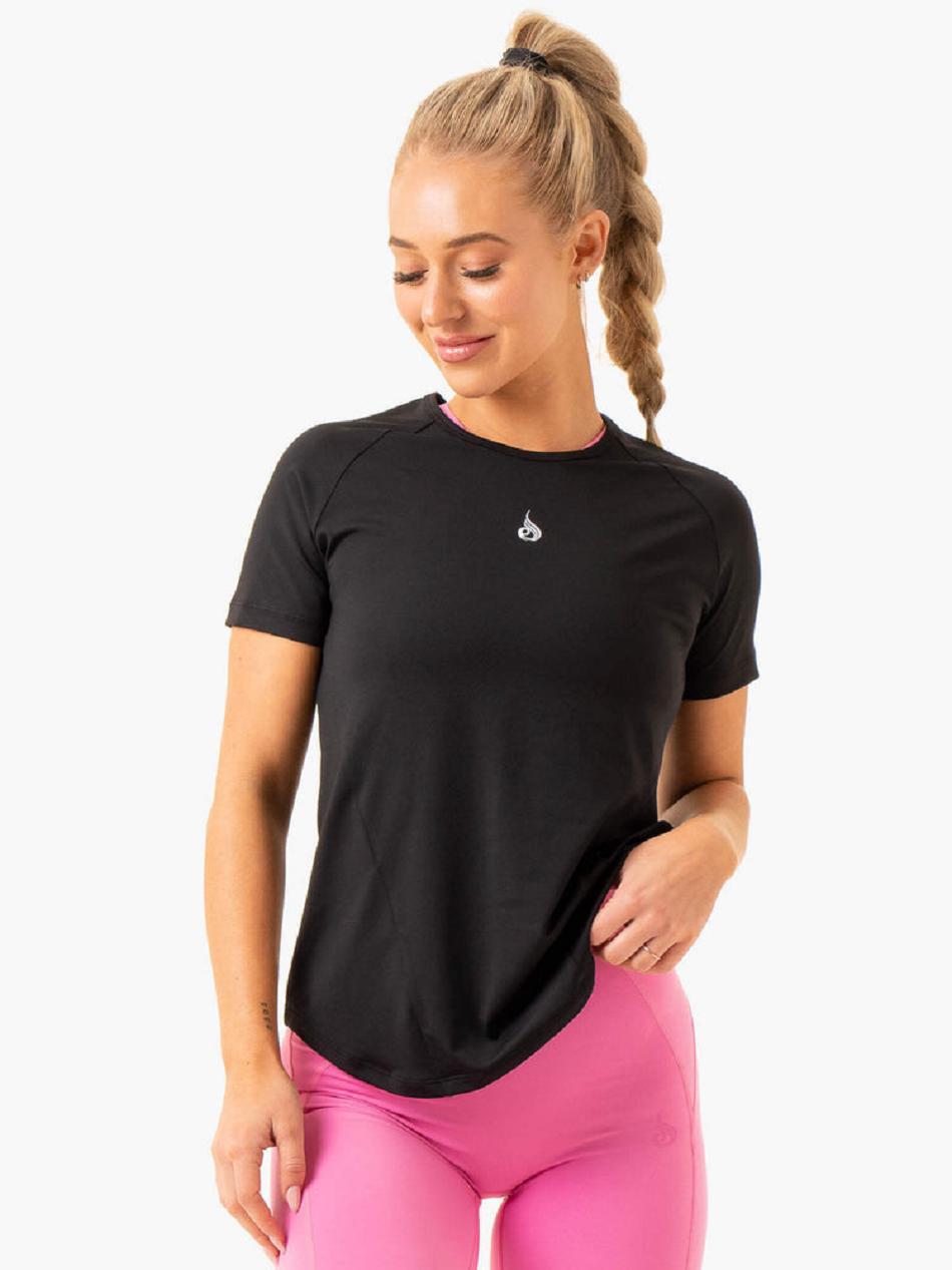 Black Women's Ryderwear Level Up Training T-Shirt Top | GB6323129