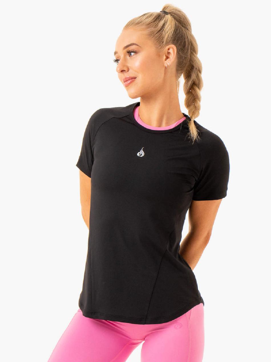 Black Women\'s Ryderwear Level Up Training T-Shirt Top | GB6323129