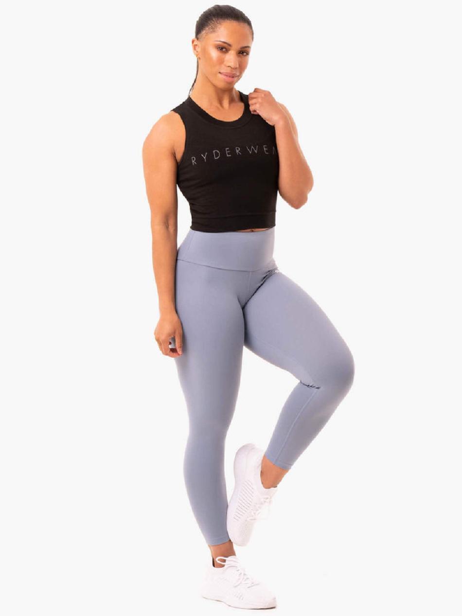 Black Women's Ryderwear Motion Crop Tanks | V8F70594