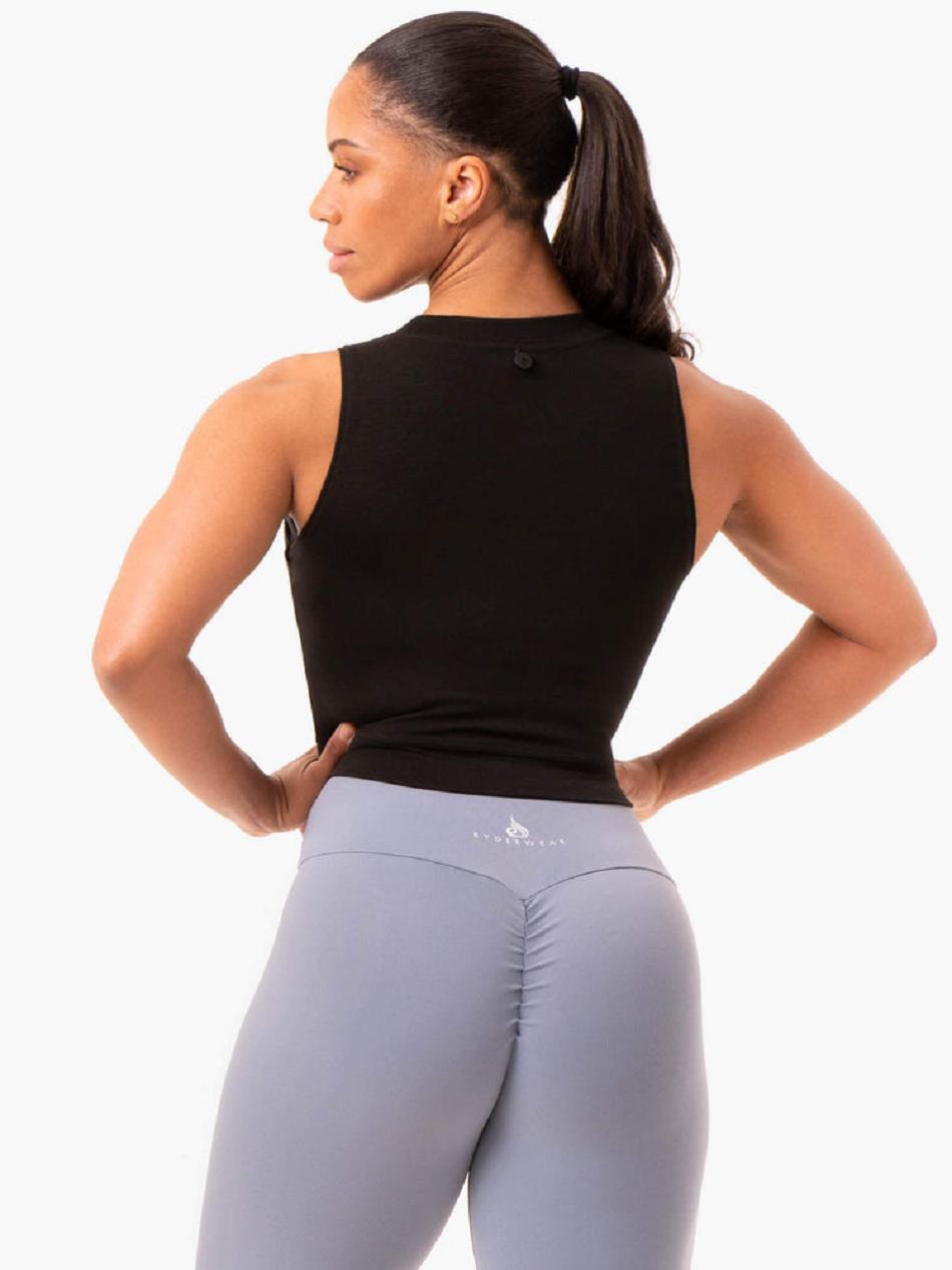 Black Women's Ryderwear Motion Crop Top Top | V8F84448