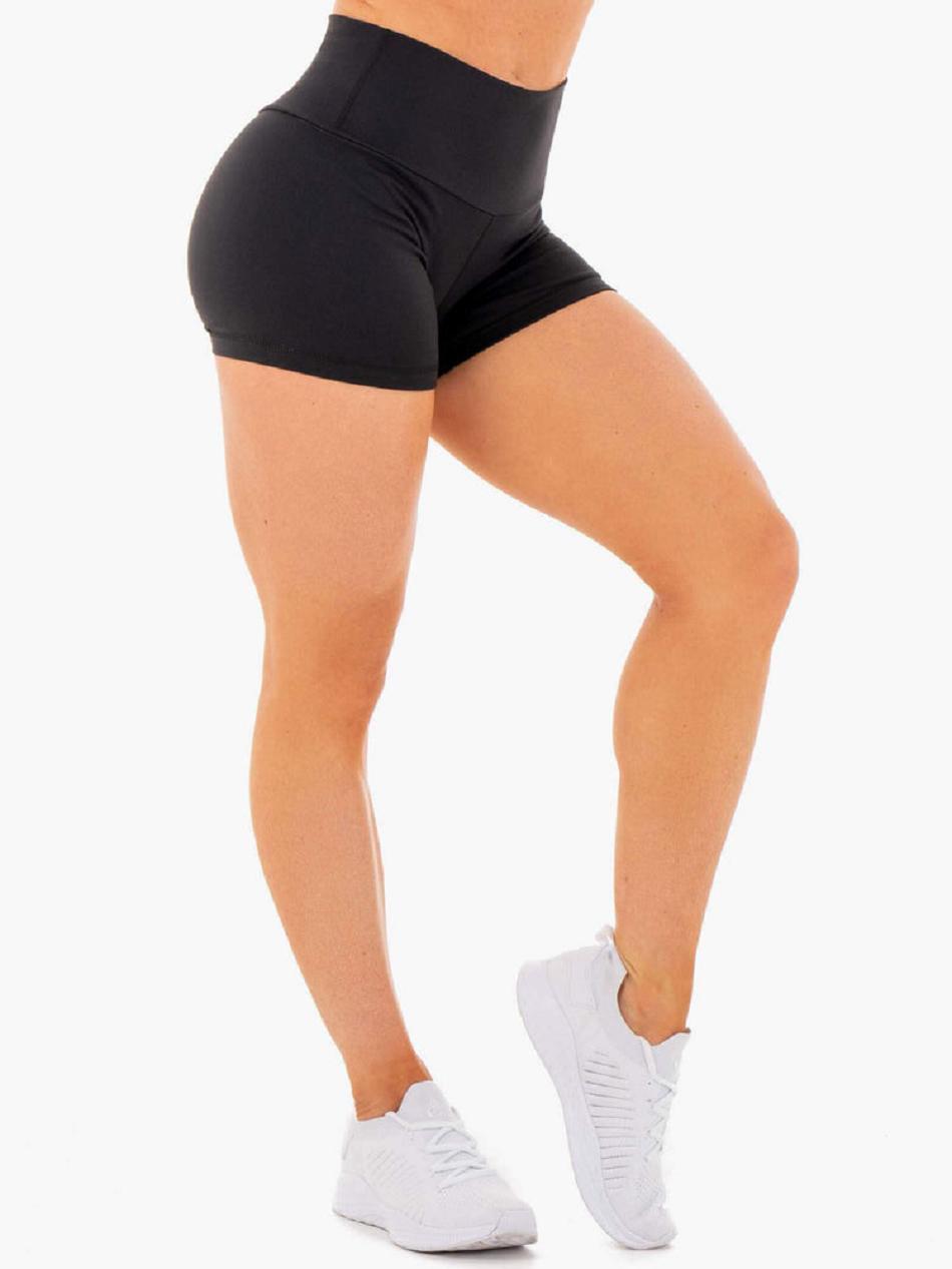 Black Women's Ryderwear Motion High Waisted Shorts | RFD14837