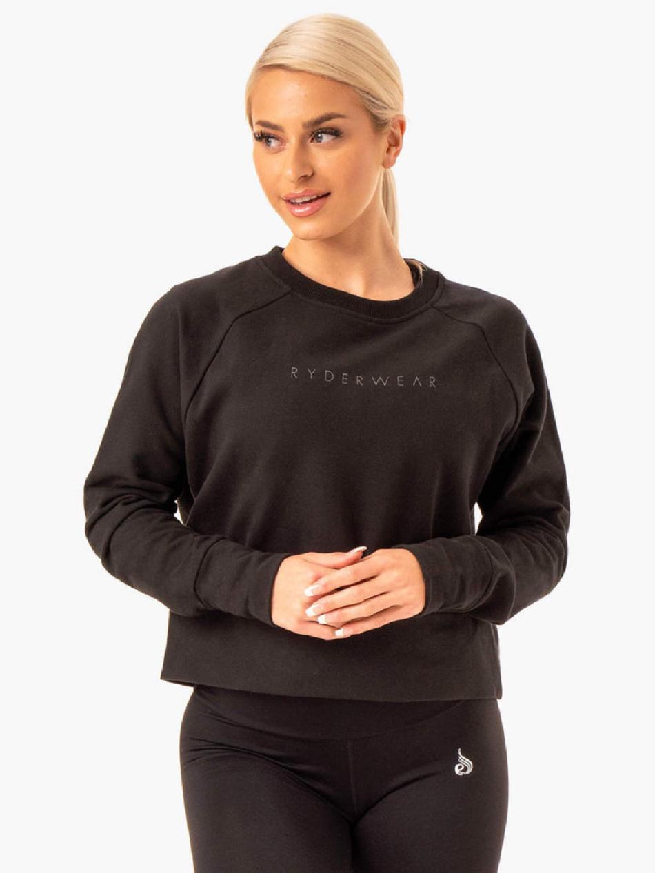 Black Women\'s Ryderwear Motion Sweater Top | 58RC59769