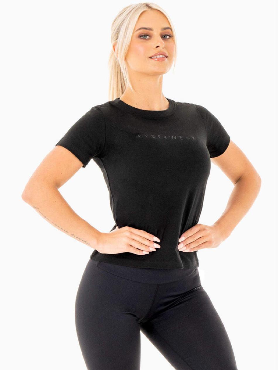 Black Women's Ryderwear Motion T-Shirt Top | 121J64982