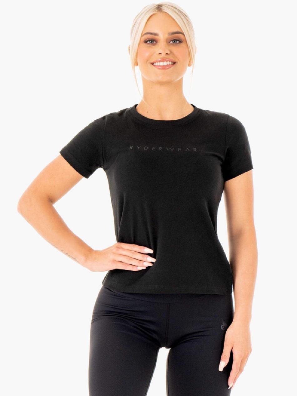 Black Women\'s Ryderwear Motion T-Shirt Top | 121J64982