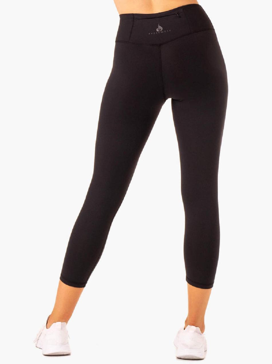 Black Women's Ryderwear Movement High Waisted 7/8 Pocket Leggings | 6Y4365585