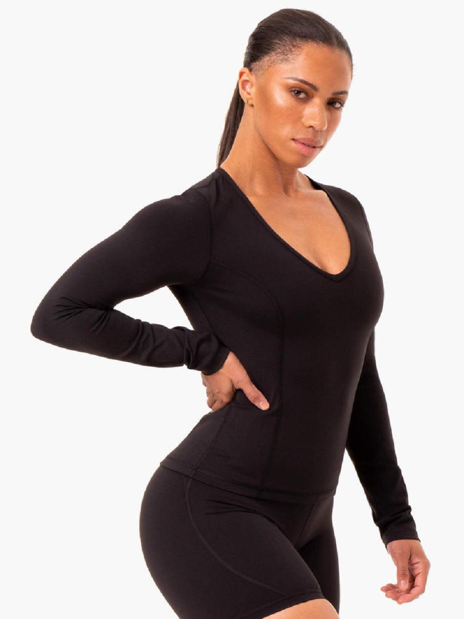 Black Women's Ryderwear NKD Align Long Sleeve Training Top Top | 61RC62065