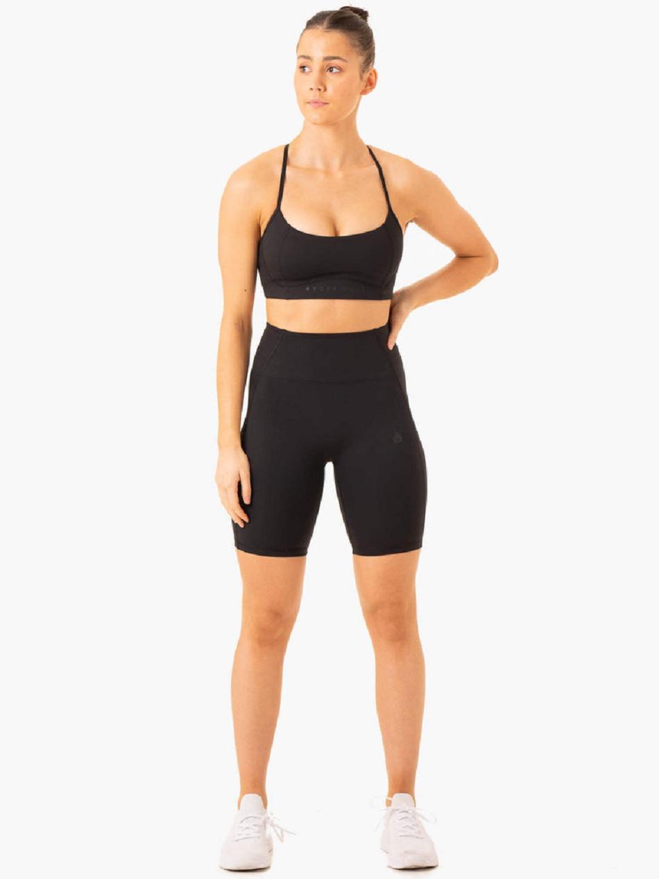 Black Women's Ryderwear NKD Frame High Waisted Bike Shorts | FR4853828