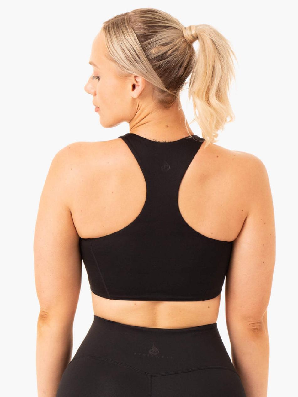 Black Women's Ryderwear NKD Frame Long Line Sports Bras | 67U5156919