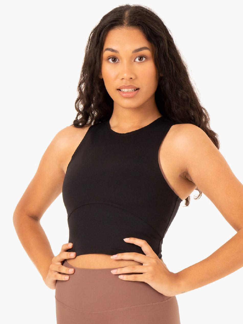 Black Women's Ryderwear NKD Refine Tank Top | 125J42386