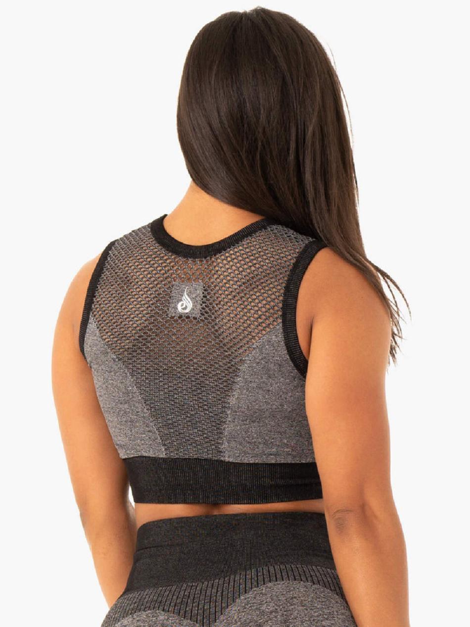 Black Women's Ryderwear Oasis Crop Top Seamless | 5G4594859