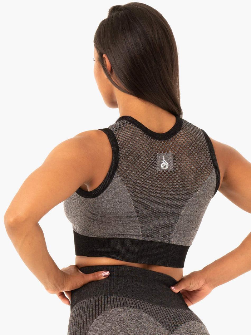 Black Women's Ryderwear Oasis Crop Top Seamless | 5G4594859