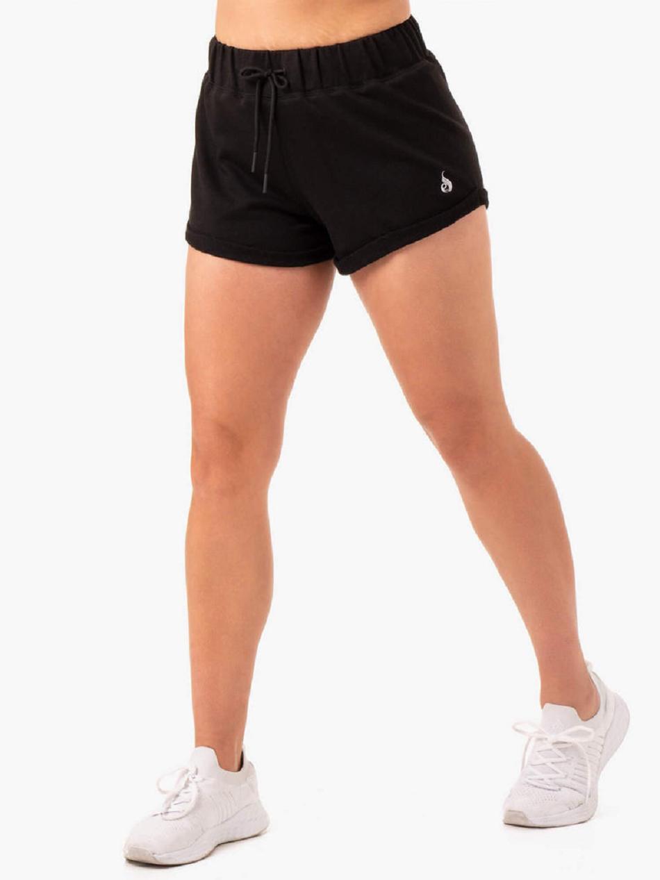 Black Women\'s Ryderwear Off Duty Fleece Shorts | 114J35488