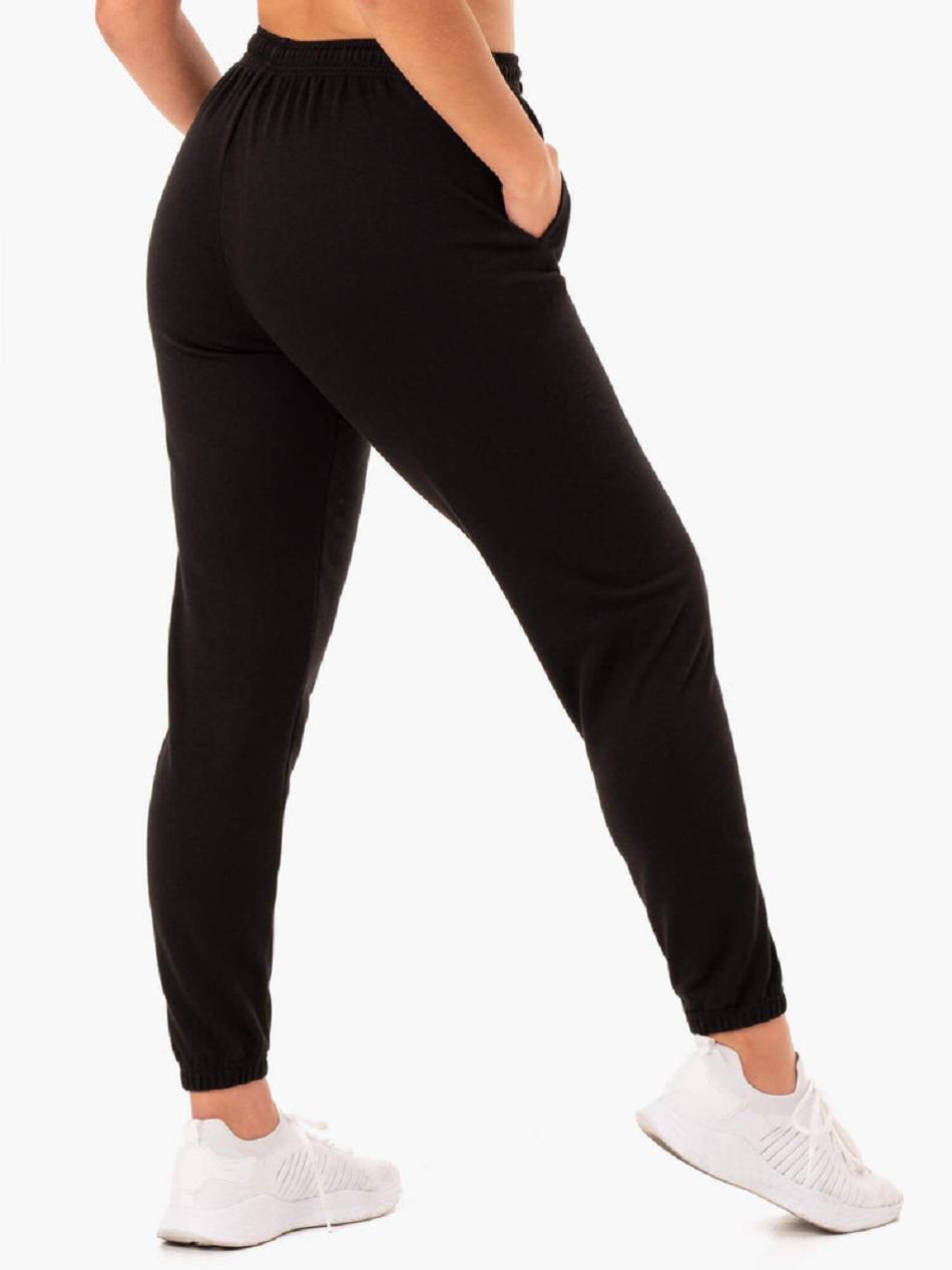 Black Women's Ryderwear Off-Duty Fleece Track Pants Active Lounge | 78EW33283