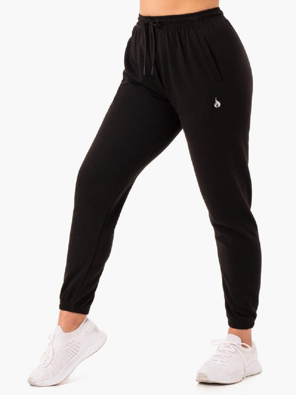 Black Women's Ryderwear Off-Duty Fleece Track Pants Active Lounge | 78EW33283