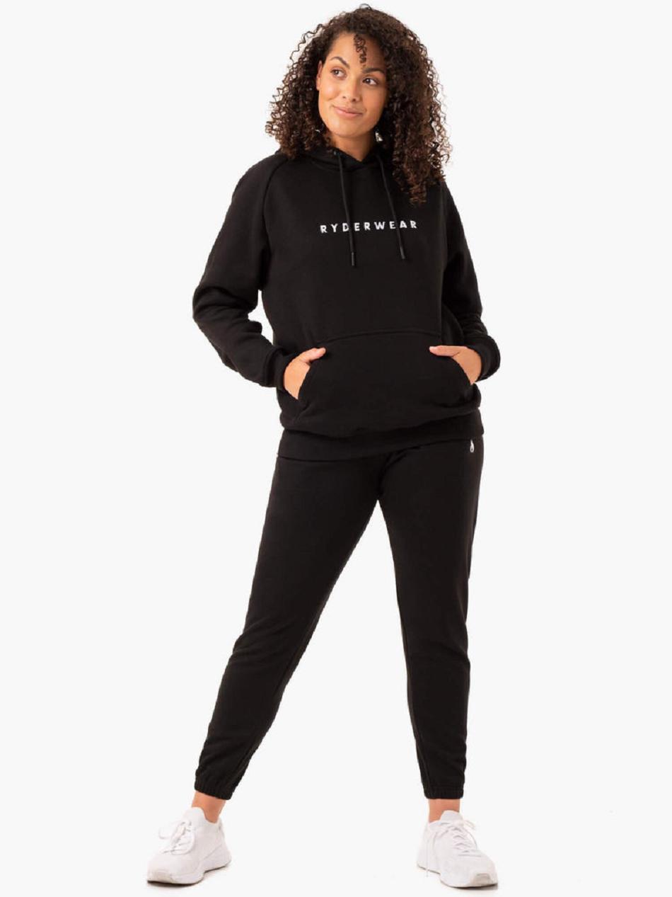 Black Women's Ryderwear Off-Duty Fleece Track Pants Active Lounge | 78EW33283