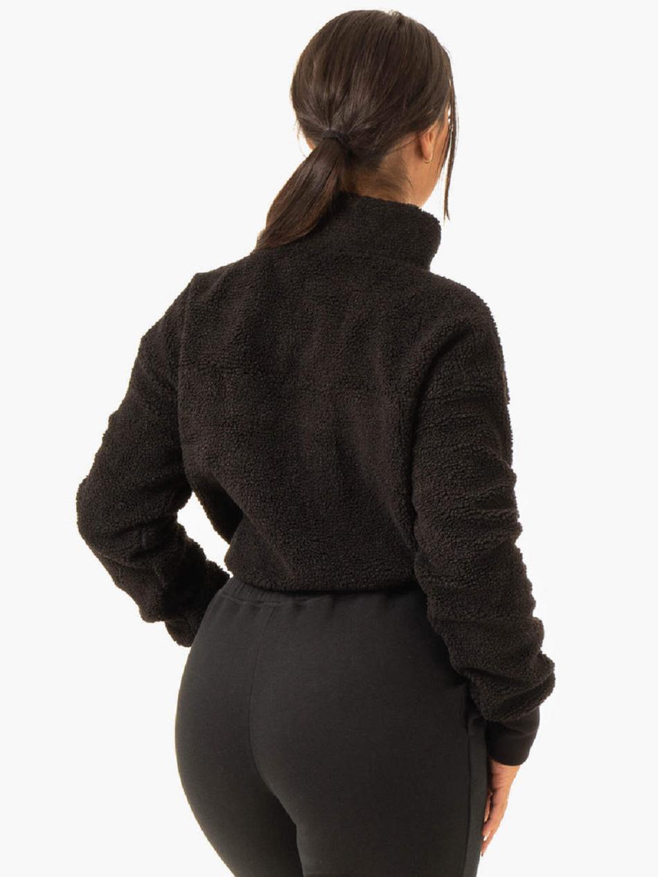 Black Women's Ryderwear Off Duty Teddy Half Zip Jackets | 76HF20713