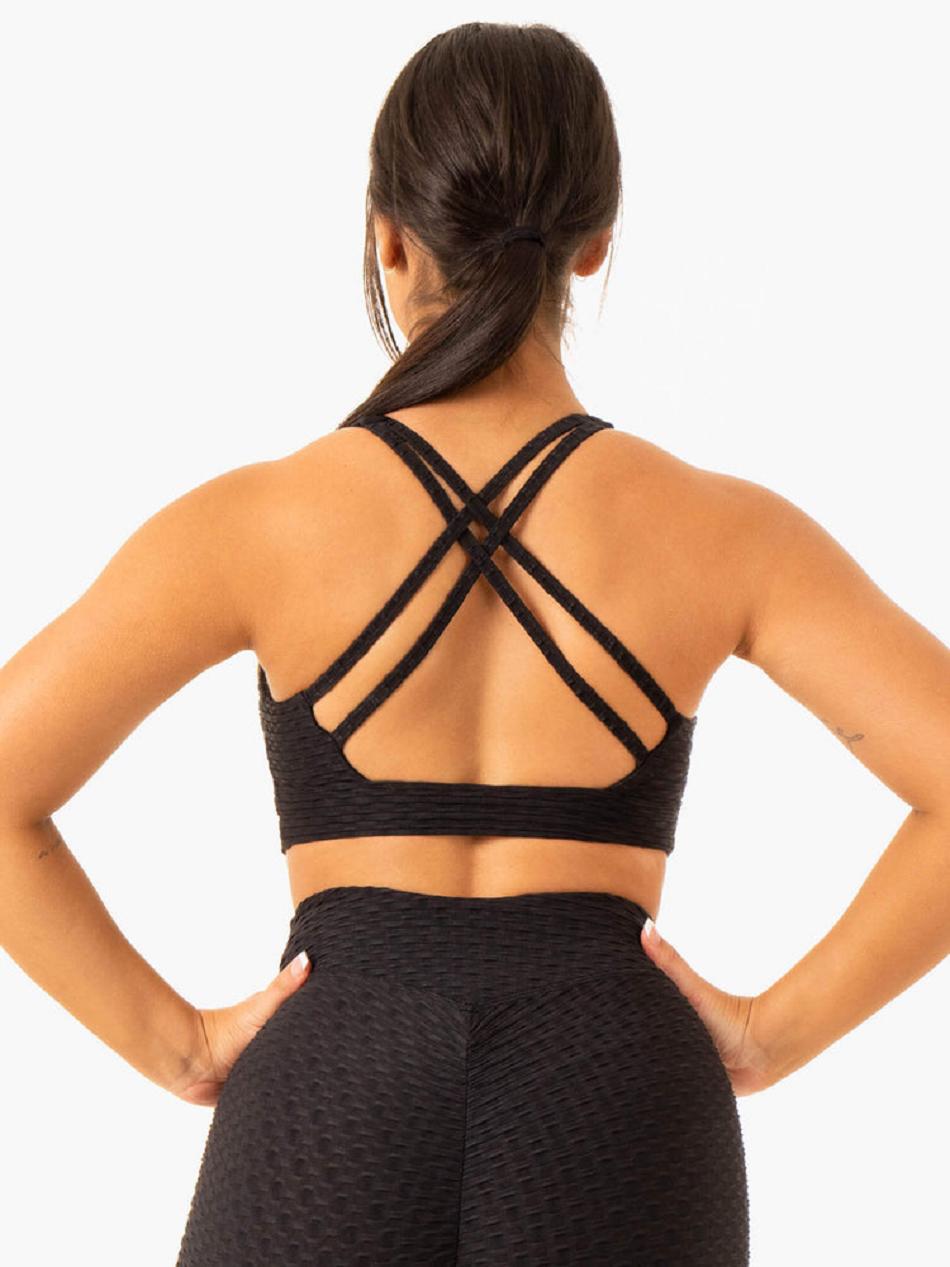 Black Women's Ryderwear Optic V-Neck Sports Bras | DF5623246