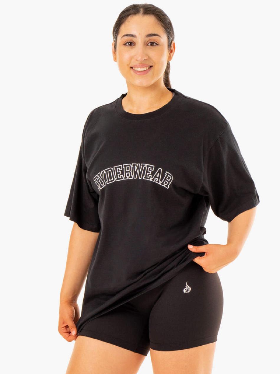 Black Women's Ryderwear Oversized T-shirt | 70EW77694